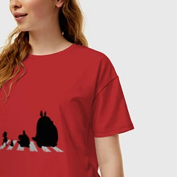 Футболка оверсайз женская Totoro Beatles, цвет: красный — фото 2