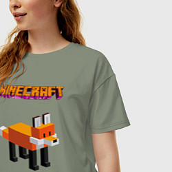 Футболка оверсайз женская Minecraft - лиса, цвет: авокадо — фото 2