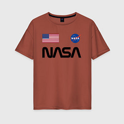 Футболка оверсайз женская NASA НАСА, цвет: кирпичный