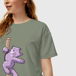 Футболка оверсайз женская Котик на Пилоне, цвет: авокадо — фото 2