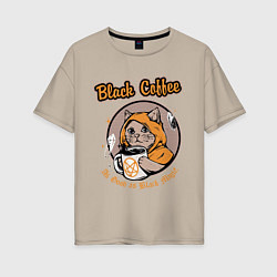 Футболка оверсайз женская Black Coffee Cat, цвет: миндальный