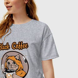 Футболка оверсайз женская Black Coffee Cat, цвет: меланж — фото 2