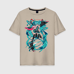 Футболка оверсайз женская Hatsune Miku Expo, цвет: миндальный