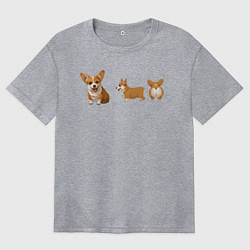Футболка оверсайз женская Корги, цвет: меланж