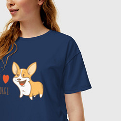 Футболка оверсайз женская I LOVE CORGI, цвет: тёмно-синий — фото 2