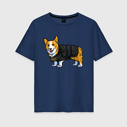 Женская футболка оверсайз Corgi police