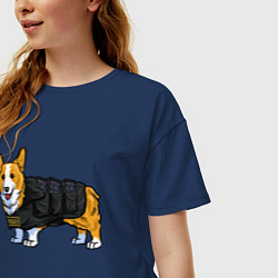 Футболка оверсайз женская Corgi police, цвет: тёмно-синий — фото 2