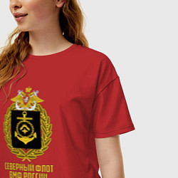 Футболка оверсайз женская Северный флот ВМФ России, цвет: красный — фото 2