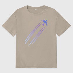 Футболка оверсайз женская Самолёт, цвет: миндальный