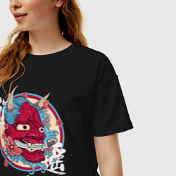 Футболка оверсайз женская Маска Они, цвет: черный — фото 2