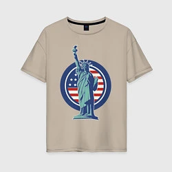 Футболка оверсайз женская Usa Liberty Statue, цвет: миндальный