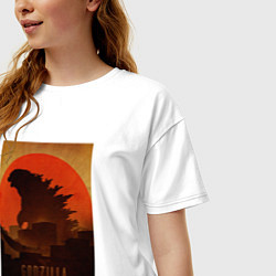 Футболка оверсайз женская Godzilla and red sun, цвет: белый — фото 2