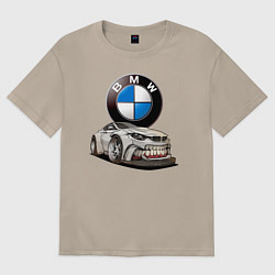 Футболка оверсайз женская BMW оскал, цвет: миндальный
