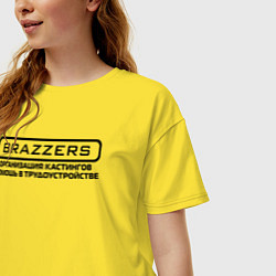 Футболка оверсайз женская Brazzers организация кастингов помощь в трудоустро, цвет: желтый — фото 2