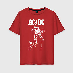 Футболка оверсайз женская ACDC, цвет: красный