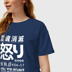 Футболка оверсайз женская Cyperpunk 2077 Japan tech, цвет: тёмно-синий — фото 2