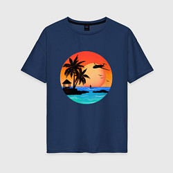 Женская футболка оверсайз Закат на море