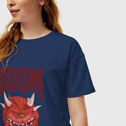 Футболка оверсайз женская DOOM, цвет: тёмно-синий — фото 2