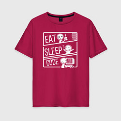 Женская футболка оверсайз Eat, sleep, code