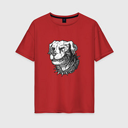 Женская футболка оверсайз Злая собака