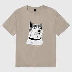 Футболка оверсайз женская Курьер - Шарик, цвет: миндальный