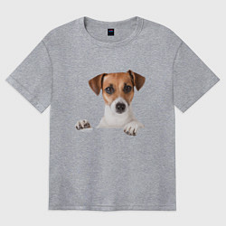 Футболка оверсайз женская Собака, цвет: меланж