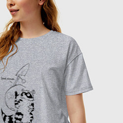 Футболка оверсайз женская Курьер - Енот 2 - Пенсия, цвет: меланж — фото 2