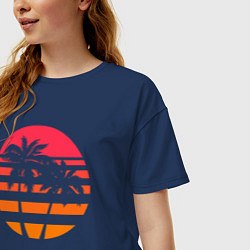 Футболка оверсайз женская Пальма, цвет: тёмно-синий — фото 2