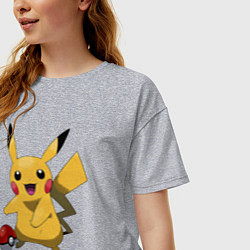 Футболка оверсайз женская Пикачу, цвет: меланж — фото 2