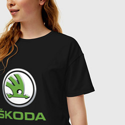 Футболка оверсайз женская Skoda, цвет: черный — фото 2