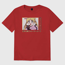 Футболка оверсайз женская Sailor Moon Usagi Tsukino Luna, цвет: красный