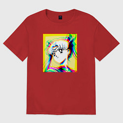 Футболка оверсайз женская Сейлор Мун Усаги Цукино Sailor, цвет: красный