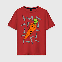 Футболка оверсайз женская Морковка кролика, цвет: красный