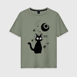 Футболка оверсайз женская Jiji Cat, цвет: авокадо