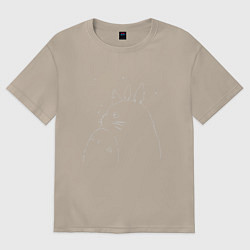 Футболка оверсайз женская Тоторо, цвет: миндальный