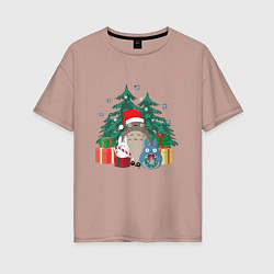 Женская футболка оверсайз New Year Totoro