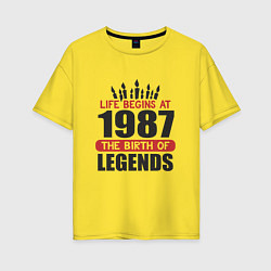Футболка оверсайз женская 1987 - рождение легенды, цвет: желтый