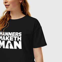 Футболка оверсайз женская Manners maketh man, цвет: черный — фото 2