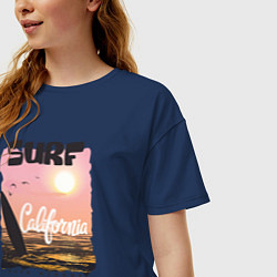 Футболка оверсайз женская Surf California, цвет: тёмно-синий — фото 2