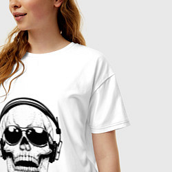 Футболка оверсайз женская Skull Music lover, цвет: белый — фото 2