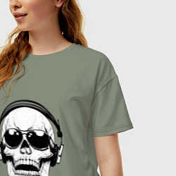 Футболка оверсайз женская Skull Music lover, цвет: авокадо — фото 2