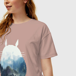 Футболка оверсайз женская Тоторо, цвет: пыльно-розовый — фото 2