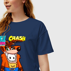 Футболка оверсайз женская Fall Guys CRASH fox, цвет: тёмно-синий — фото 2