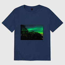 Футболка оверсайз женская Северное сияние, цвет: тёмно-синий