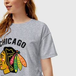 Футболка оверсайз женская CHICAGO BLACKHAWKS NHL, цвет: меланж — фото 2