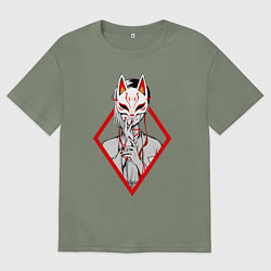 Футболка оверсайз женская Женщина в маске, цвет: авокадо