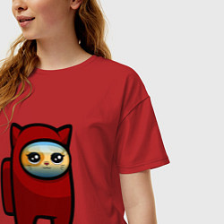 Футболка оверсайз женская Among us Cat, цвет: красный — фото 2