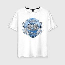 Женская футболка оверсайз Синий шимпанзе