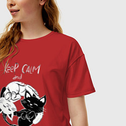 Футболка оверсайз женская Просто будь Котом, цвет: красный — фото 2