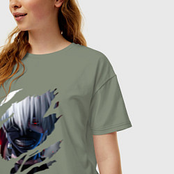 Футболка оверсайз женская Кен Канеки, цвет: авокадо — фото 2